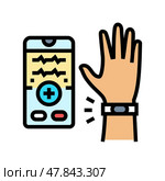 biometric health sensor healthcare innovation color icon vector illustration. Стоковая иллюстрация, иллюстратор Vectorwin / Фотобанк Лори