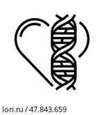 heart with genetic code lines line icon vector illustration. Стоковая иллюстрация, иллюстратор Vectorwin / Фотобанк Лори