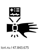 smart wearable device with health metrics glyph icon vector illustration. Стоковая иллюстрация, иллюстратор Vectorwin / Фотобанк Лори