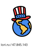 uncle sam hat globe color icon vector illustration. Стоковая иллюстрация, иллюстратор Vectorwin / Фотобанк Лори