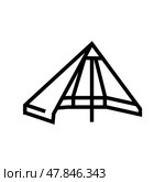 poncho tent ultralight hiking line icon vector illustration. Стоковая иллюстрация, иллюстратор Vectorwin / Фотобанк Лори