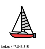 sloop sailing sport color icon vector illustration. Стоковая иллюстрация, иллюстратор Vectorwin / Фотобанк Лори