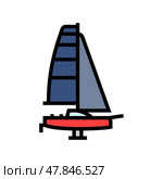 racing yacht sailing sport color icon vector illustration. Стоковая иллюстрация, иллюстратор Vectorwin / Фотобанк Лори