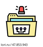 folder with debug report color icon vector illustration. Стоковая иллюстрация, иллюстратор Vectorwin / Фотобанк Лори