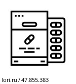 capsules package probiotics line icon vector illustration. Стоковая иллюстрация, иллюстратор Vectorwin / Фотобанк Лори