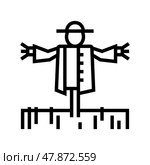 scarecrow gardening line icon vector illustration. Стоковая иллюстрация, иллюстратор Vectorwin / Фотобанк Лори
