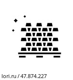 gold ingot heap game lottery win glyph icon vector illustration. Стоковая иллюстрация, иллюстратор Vectorwin / Фотобанк Лори