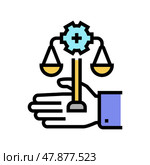 assistance in compliance with regulatory requirements color icon vector illustration. Стоковая иллюстрация, иллюстратор Vectorwin / Фотобанк Лори