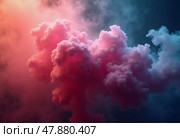 Bright plumes of colored smoke billow against a serene sky, infusing the natural landscape with a cascade of vibrant hues. This spectacle captivates onlookers, enhancing the ambiance. Generative AI. Стоковое AI-изображение, AI-художник Юлия Петровская / Фотобанк Лори