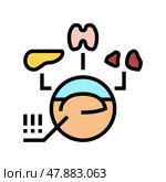 multiple endocrine neoplasia endocrinology color icon vector illustration. Стоковая иллюстрация, иллюстратор Vectorwin / Фотобанк Лори