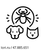 mite on animal body line icon vector illustration. Стоковая иллюстрация, иллюстратор Vectorwin / Фотобанк Лори