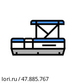 pontoon boat color icon vector illustration. Стоковая иллюстрация, иллюстратор Vectorwin / Фотобанк Лори