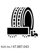 commercial truck tires glyph icon vector illustration. Стоковая иллюстрация, иллюстратор Vectorwin / Фотобанк Лори