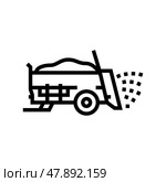 manure spreader farm machine line icon vector illustration. Стоковая иллюстрация, иллюстратор Vectorwin / Фотобанк Лори