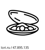 pearl oyster shell line icon vector illustration. Стоковая иллюстрация, иллюстратор Vectorwin / Фотобанк Лори