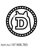 dogecoin cryptocurrency coin line icon vector illustration. Стоковая иллюстрация, иллюстратор Vectorwin / Фотобанк Лори