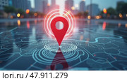 Red pin is on a map of a city. Стоковое AI-видео, аниматор Sergey Grishin / Фотобанк Лори