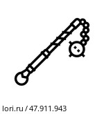 flail medieval weapon line icon vector illustration. Стоковая иллюстрация, иллюстратор Vectorwin / Фотобанк Лори
