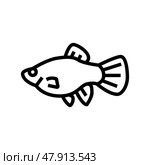 platy fish line icon vector illustration. Стоковая иллюстрация, иллюстратор Vectorwin / Фотобанк Лори