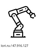 industrial robot arm industry 5 line icon vector illustration. Стоковая иллюстрация, иллюстратор Vectorwin / Фотобанк Лори