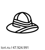 pith helmet line icon vector illustration. Стоковая иллюстрация, иллюстратор Vectorwin / Фотобанк Лори