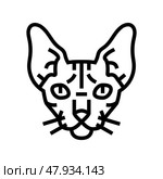sphynx cat cute pet line icon vector illustration. Стоковая иллюстрация, иллюстратор Vectorwin / Фотобанк Лори