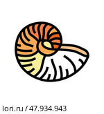 nautilus sea shell beach color icon vector illustration. Стоковая иллюстрация, иллюстратор Vectorwin / Фотобанк Лори