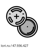 lr44 button battery color icon vector illustration. Стоковая иллюстрация, иллюстратор Vectorwin / Фотобанк Лори