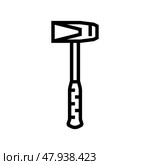 splitting maul hammer tool line icon vector illustration. Стоковая иллюстрация, иллюстратор Vectorwin / Фотобанк Лори