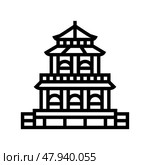 taoist temple taoism line icon vector illustration. Стоковая иллюстрация, иллюстратор Vectorwin / Фотобанк Лори