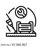 capacitor soldering electronics line icon vector illustration. Стоковая иллюстрация, иллюстратор Vectorwin / Фотобанк Лори
