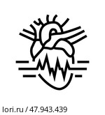 rapid heartbeat palpitations disease symptom line icon vector illustration. Стоковая иллюстрация, иллюстратор Vectorwin / Фотобанк Лори