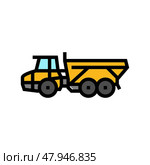 articulated hauler construction vehicle color icon vector illustration. Стоковая иллюстрация, иллюстратор Vectorwin / Фотобанк Лори