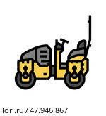compaction roller construction vehicle color icon vector illustration. Стоковая иллюстрация, иллюстратор Vectorwin / Фотобанк Лори