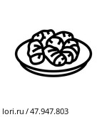 dolmades greek cuisine line icon vector illustration. Стоковая иллюстрация, иллюстратор Vectorwin / Фотобанк Лори