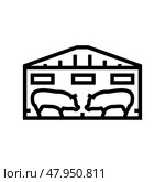 pigsty farm animal line icon vector illustration. Стоковая иллюстрация, иллюстратор Vectorwin / Фотобанк Лори