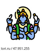 vishnu god indian color icon vector illustration. Стоковая иллюстрация, иллюстратор Vectorwin / Фотобанк Лори