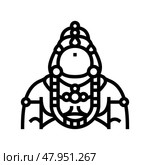 kubera god indian line icon vector illustration. Стоковая иллюстрация, иллюстратор Vectorwin / Фотобанк Лори