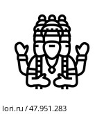 brahma god indian line icon vector illustration. Стоковая иллюстрация, иллюстратор Vectorwin / Фотобанк Лори