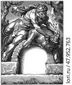 Baroque style title page from "Gedichten", engraved after Rubens by Galle, Plantin Press, Antwerp, vintage book illustration. Publication of the "Meyers encyclopedia", Vol. 6, Leipzig, Germany, 1910. Стоковая иллюстрация, иллюстратор Sergey Kohl / Фотобанк Лори