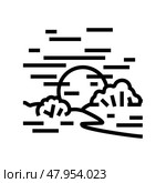 horizont sunset sun summer sunlight line icon vector illustration. Стоковая иллюстрация, иллюстратор Vectorwin / Фотобанк Лори