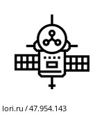 space probe aeronautical engineer line icon vector illustration. Стоковая иллюстрация, иллюстратор Vectorwin / Фотобанк Лори