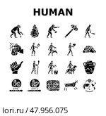 human evolution man caveman icons set vector. Стоковая иллюстрация, иллюстратор Vectorwin / Фотобанк Лори