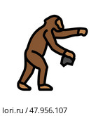 australopithecus human evolution color icon vector illustration. Стоковая иллюстрация, иллюстратор Vectorwin / Фотобанк Лори