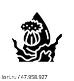 safflower seed oil liquid yellow glyph icon vector illustration. Стоковая иллюстрация, иллюстратор Vectorwin / Фотобанк Лори