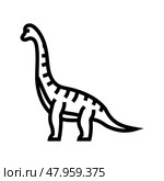 brachiosaurus dinosaur animal line icon vector illustration. Стоковая иллюстрация, иллюстратор Vectorwin / Фотобанк Лори