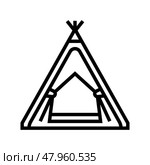teepee tent kid bedroom line icon vector illustration. Стоковая иллюстрация, иллюстратор Vectorwin / Фотобанк Лори