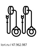 wall sconces bedroom interior line icon vector illustration. Стоковая иллюстрация, иллюстратор Vectorwin / Фотобанк Лори