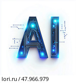 Логотип исскуственного интеллекта (AI) выполнен в стилизации под компьютерный чип и шину. Стоковое AI-изображение, AI-художник Бродовой Дмитрий / Фотобанк Лори