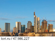 scenic view to skyline of Frankfurt am Main with reflection of t. Стоковое фото, фотограф Joerg Hackemann / PantherMedia / Фотобанк Лори